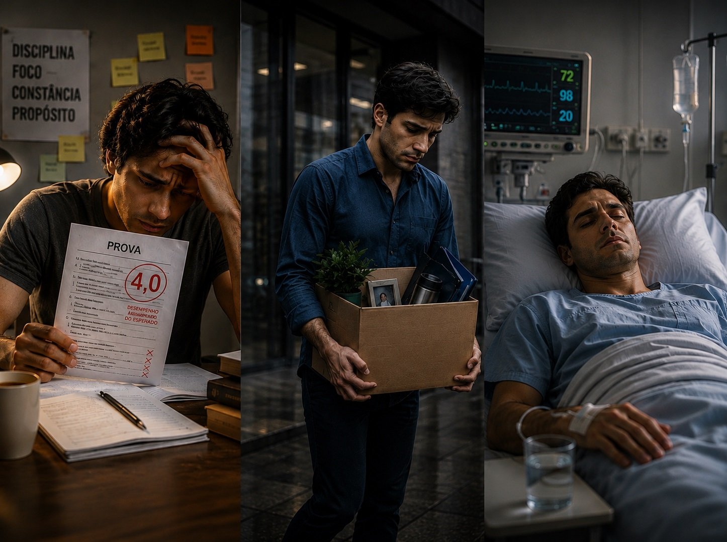 Dificuldades da vida representadas por problemas nos estudos, perda do emprego e doença